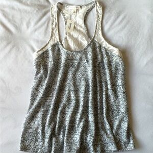 Grey And White Patterned Racerback Tank Top Women's Gray Patterned Tank Top